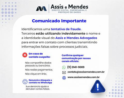 Comunicado clientes falso advogado